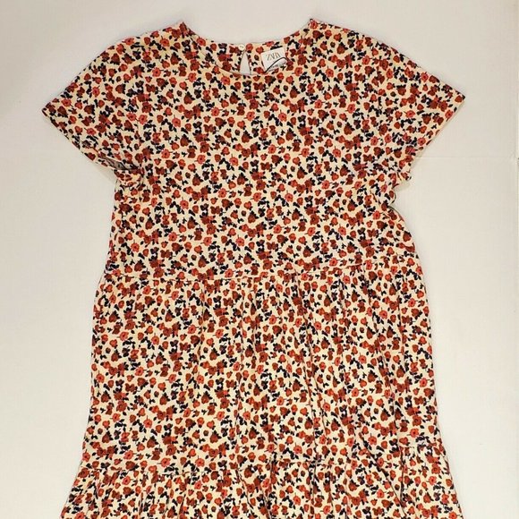 NWT ZARA KIDS TIERED FLORAL DRESS - SIZE 11 12 - SHORT SLEEVE - Picture 2 of 5